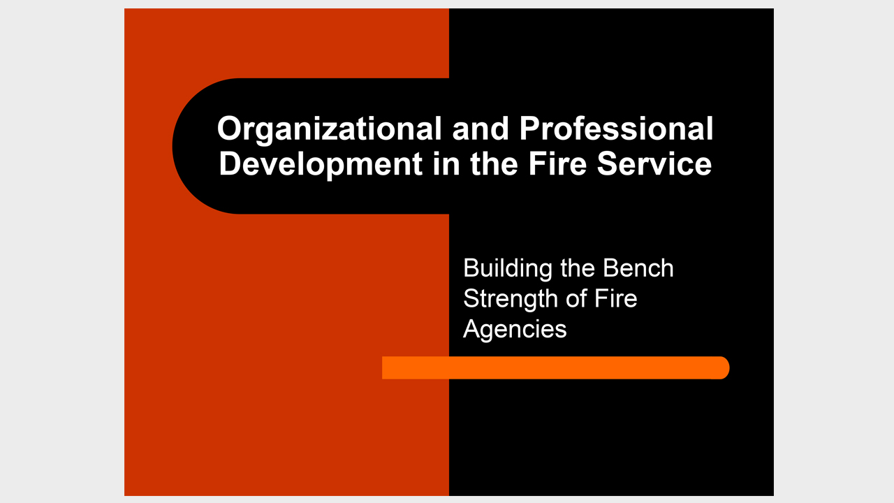 Organizational and Professional Development in the Fire Service - Building the Bench Strength of Fire Agencies