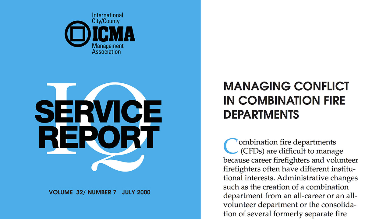 ICMA report: Managing conflict in combination departments
