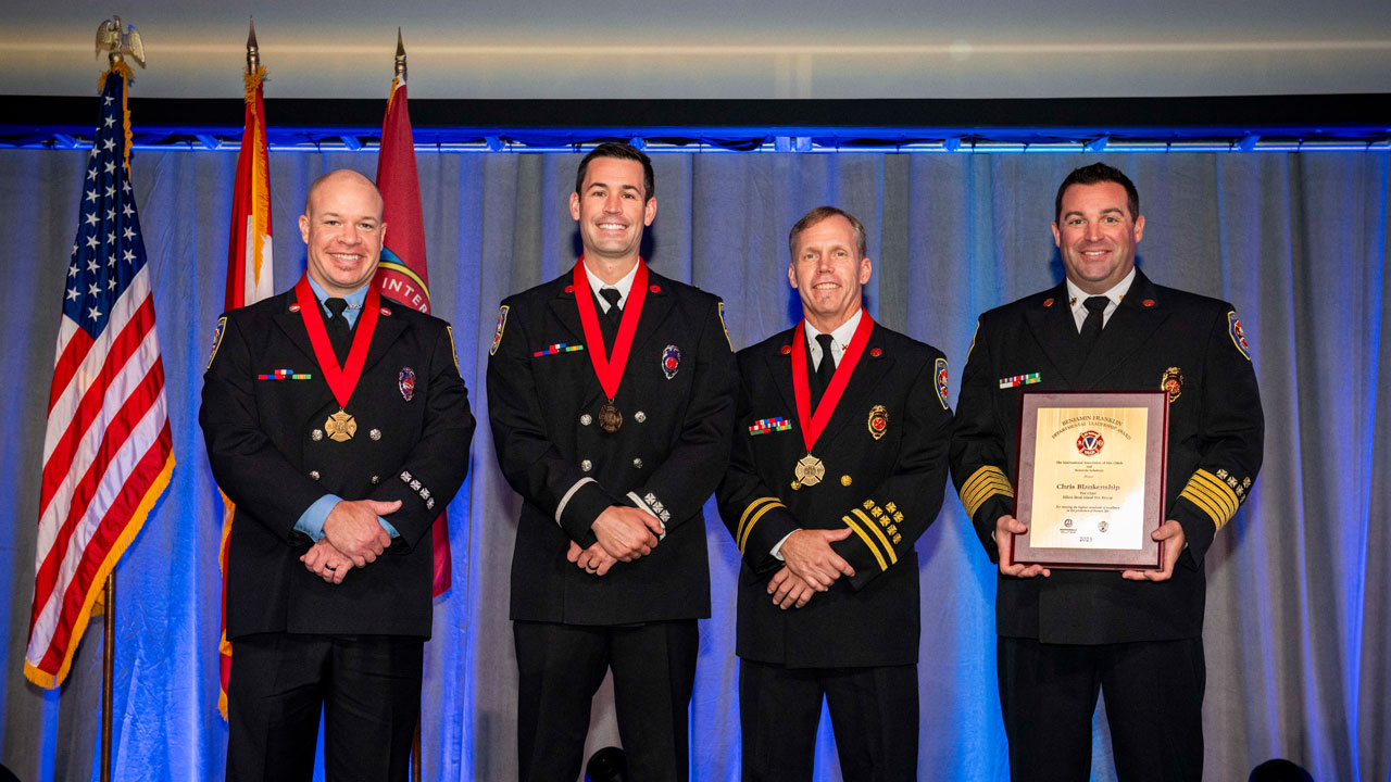 Battalion Chief David Bell, Fire Apparatus Operator Brendan Horlbeck, and Lieutenant Sean Kavlick, Hilton Head Island Fire Department