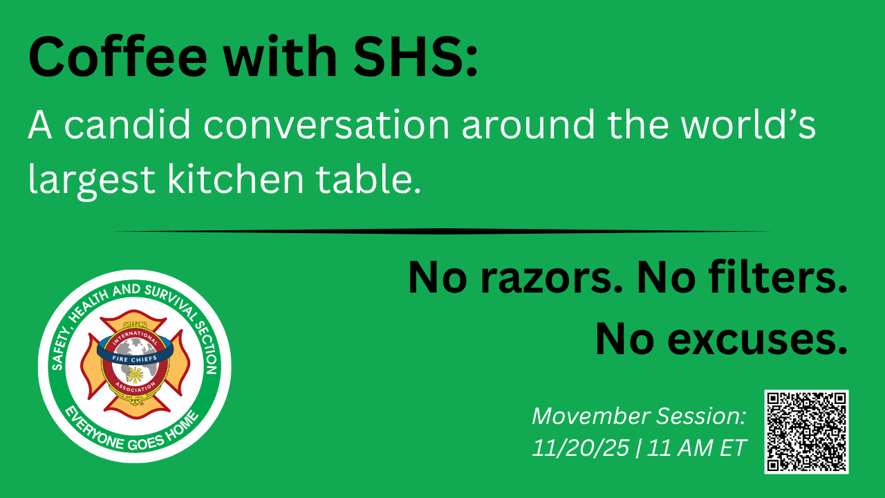 Green graphic with black and white text "Coffee with SHS: A candid conversation around the world